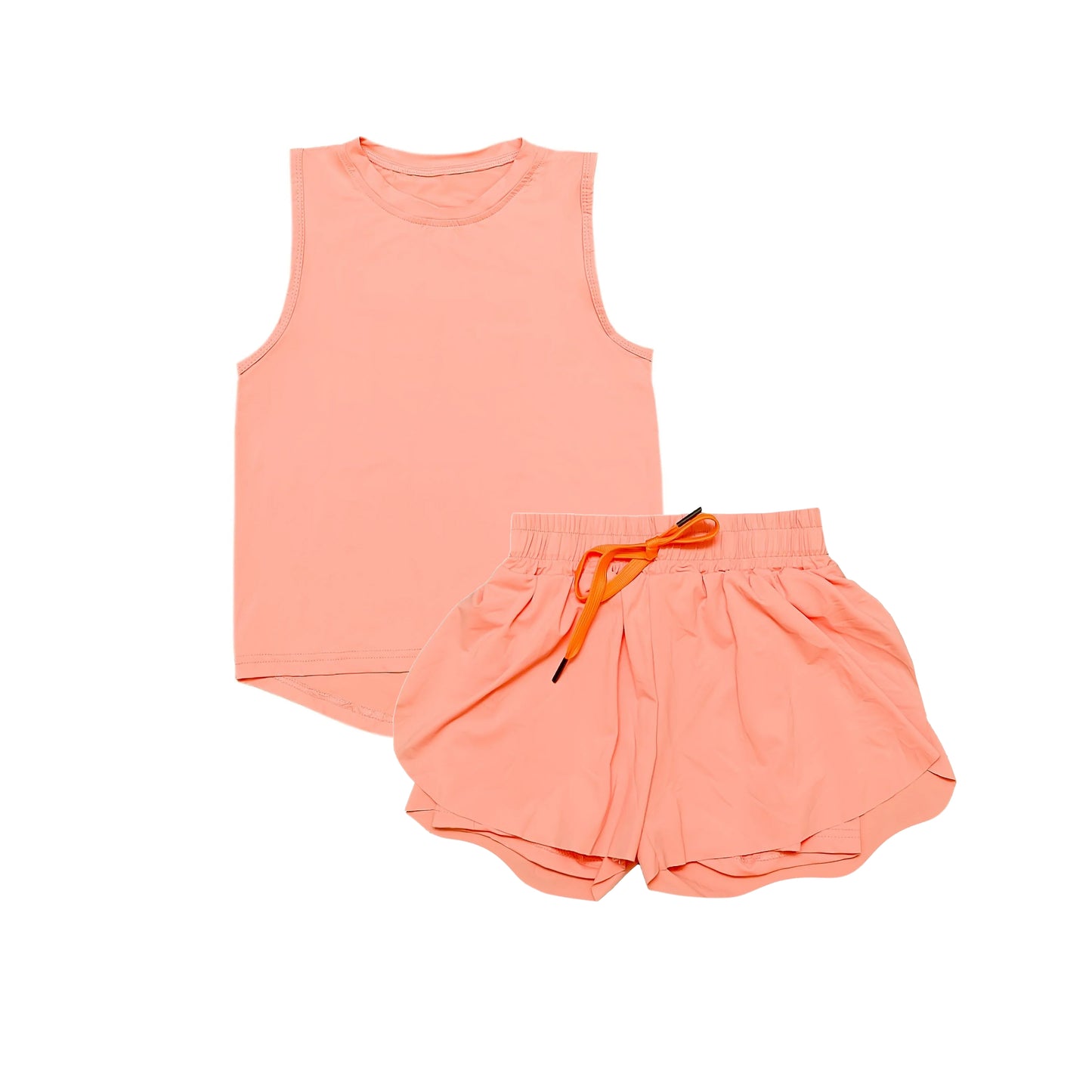 6.24  Pre order Baby Girls Peach Color Sleeveless Top And Skorts Ensemble for Spring Summer Comfortable Cotton Outfit Set