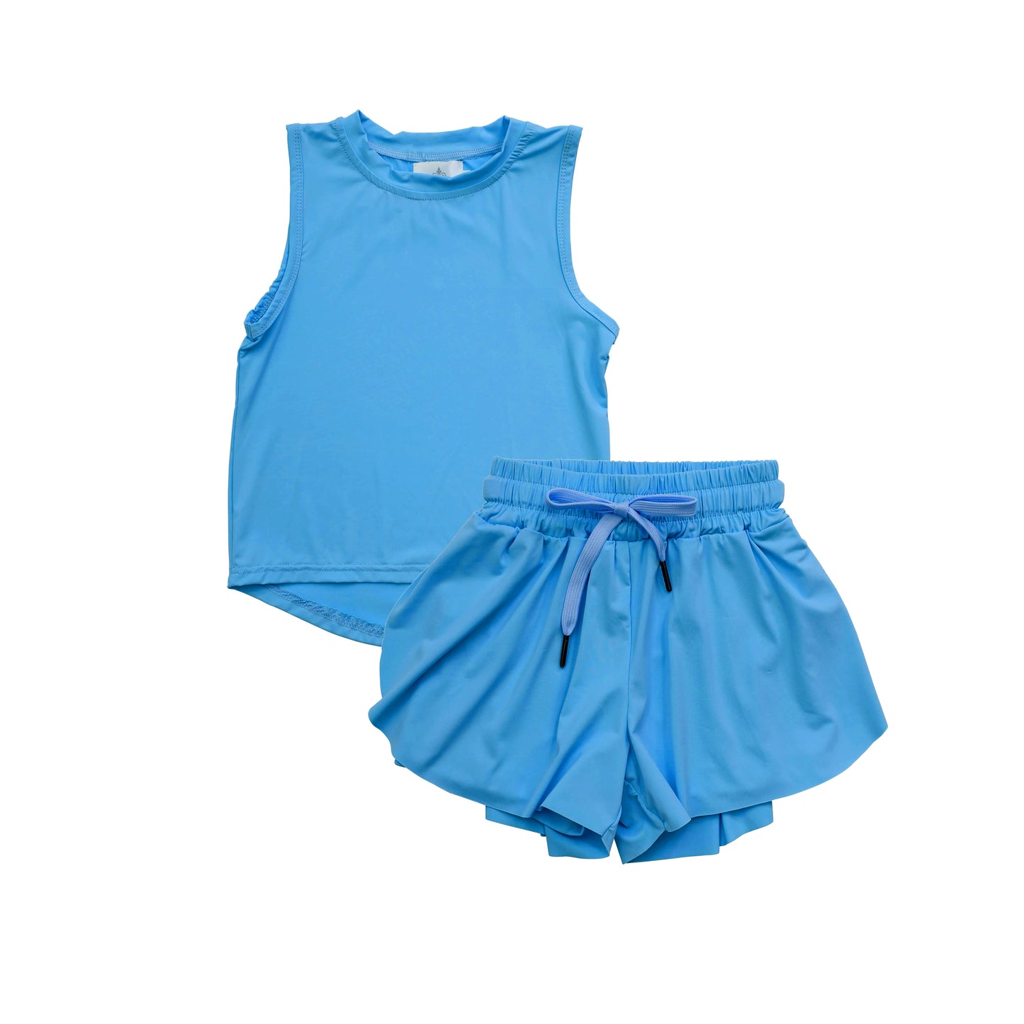 6.24  Pre order Baby Girls Peach Color Sleeveless Top And Skorts Ensemble for Spring Summer Comfortable Cotton Outfit Set