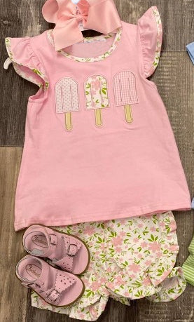 4.12 pre order Baby Boys Baby Girls Summer Popsicle Top Floral Shorts Outfit