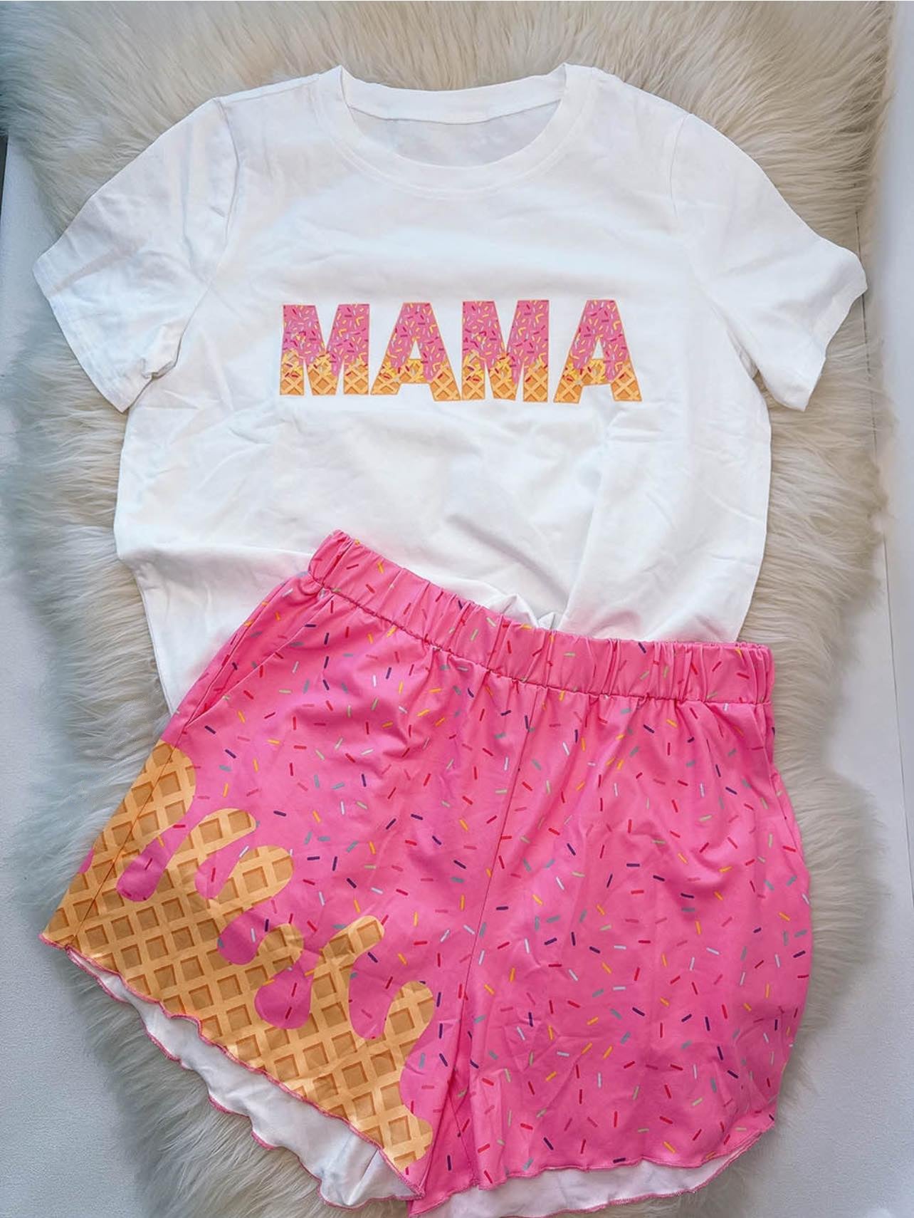 4.28 GSSO2521 Pre order Adult women MAMA short sleeve shorts set