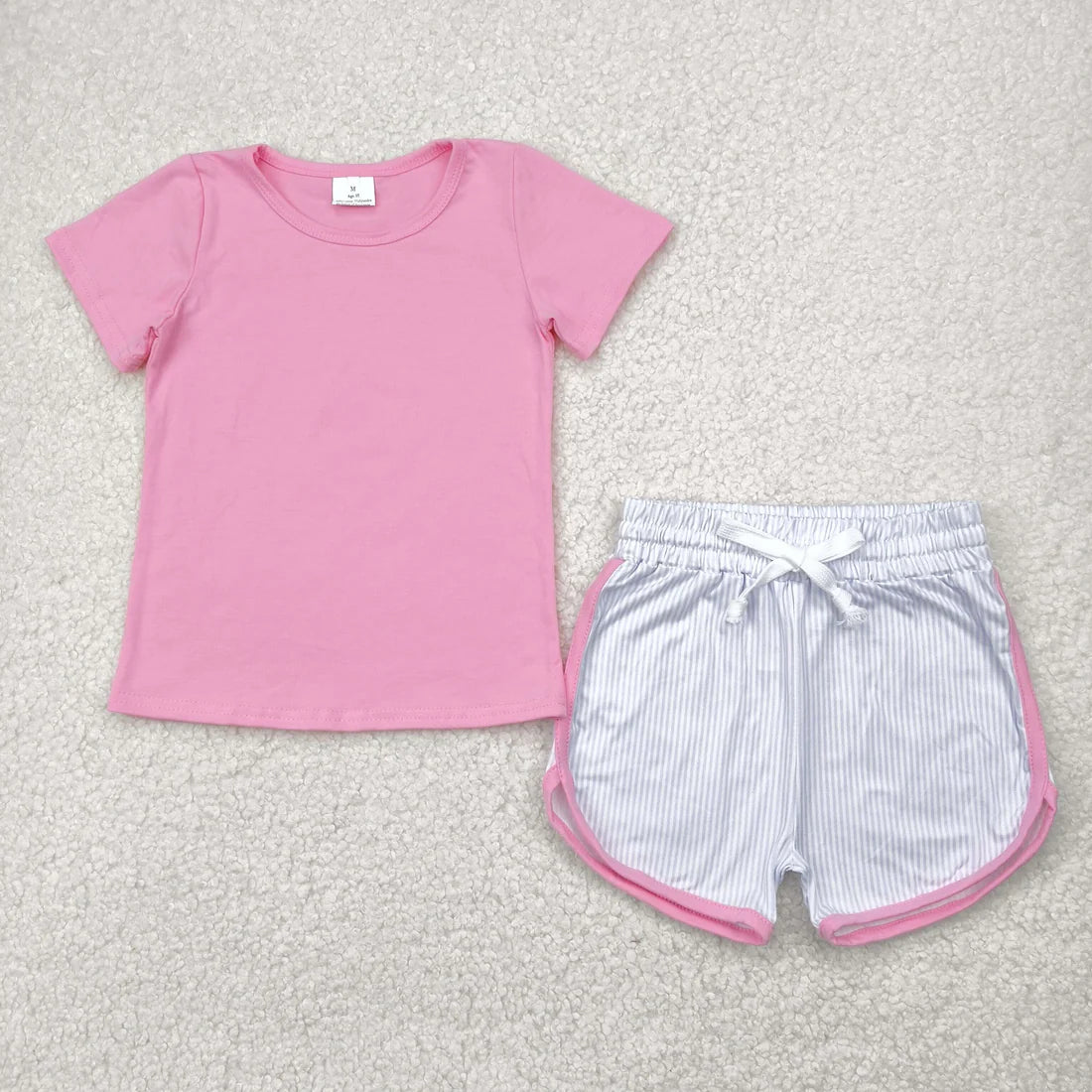 10.4 RTS Sibling Baby Girls Short Sleeve Flowers Boot Tops Biking Ruffle Shorts Clothes Sets