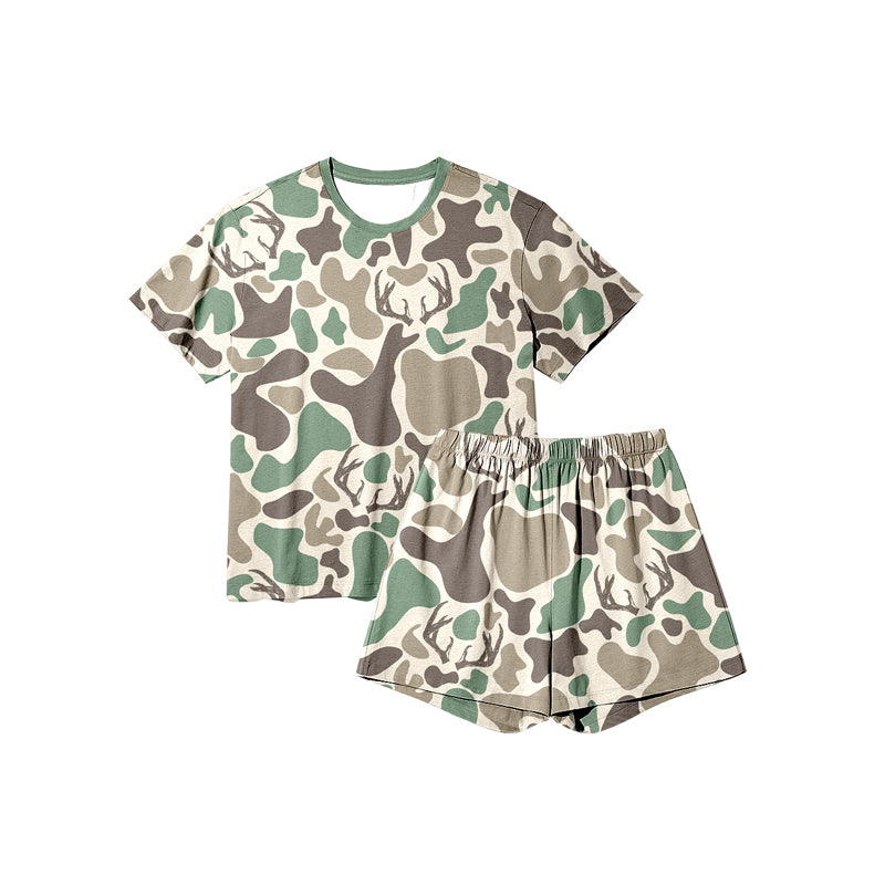 9.20 GSSO2708 Baby Girls Brown Deer Camo Top Shorts Western Pajamas Sets Preorder