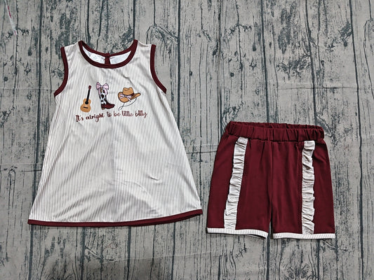 4.23 GSSO2763  Sample No Moq Baby Girls Boots Hat Guitar Tunic Back Bows Shorts Western Clothes Sets