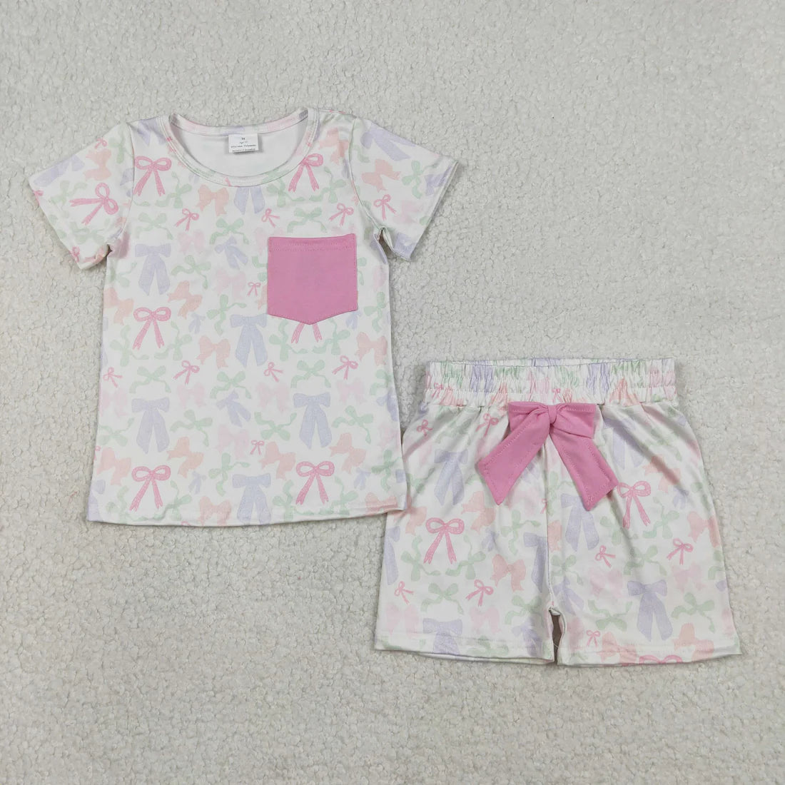 1.12 RTS Sibling Baby Girls Colorful Bows Pockets Shorts Clothes Set Ruffle Rompers