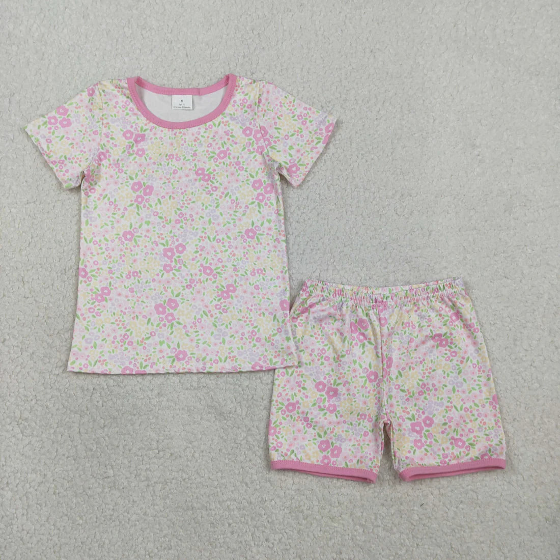 2.27 RTS Sibling Baby Girls Short Sleeve Colorful Flowers Top Shorts Summer Clothes Sets
