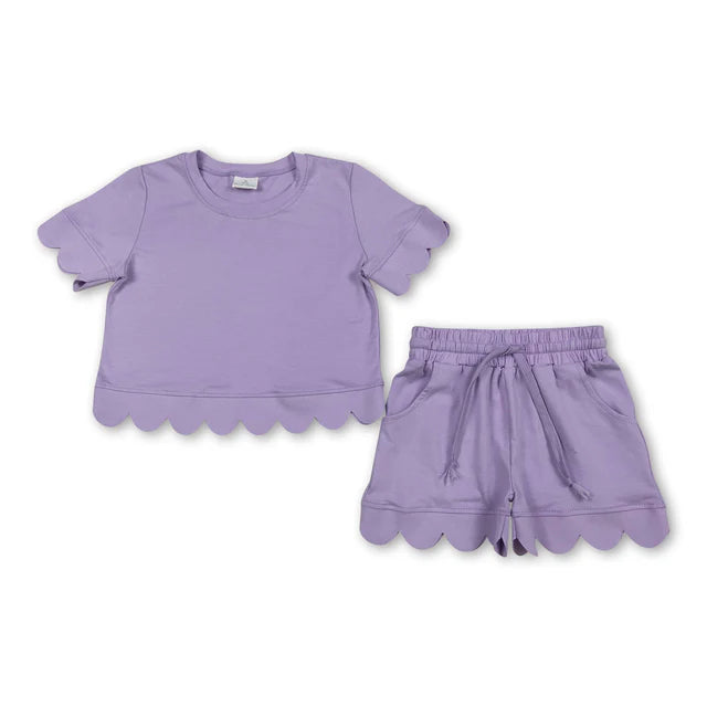 RTS Sibling Short sleeves scallop top shorts girls summer outfit