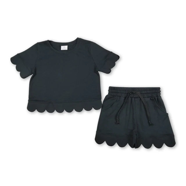 RTS Sibling Short sleeves scallop top shorts girls summer outfit