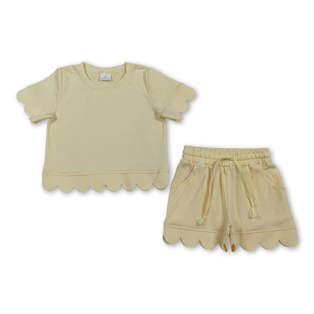 RTS Sibling Short sleeves scallop top shorts girls summer outfit