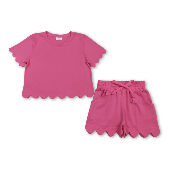 RTS Sibling Short sleeves scallop top shorts girls summer outfit