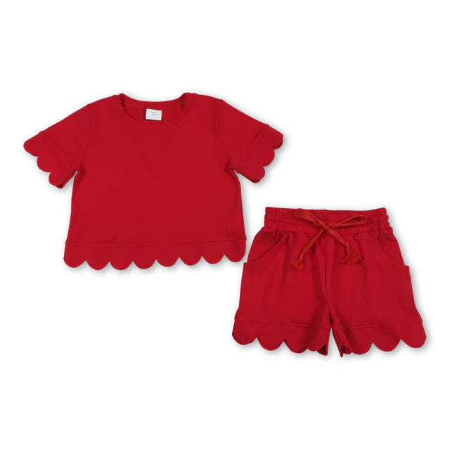 RTS Sibling Short sleeves scallop top shorts girls summer outfit