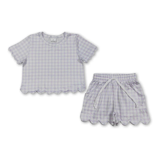 RTS Sibling plaid scallop top shorts girls summer outfit