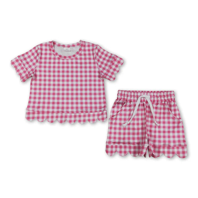 RTS Sibling plaid scallop top shorts girls summer outfit