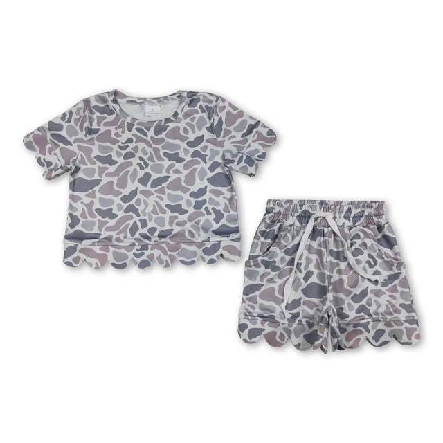 RTS Sibling camo scallop top shorts girls summer outfit