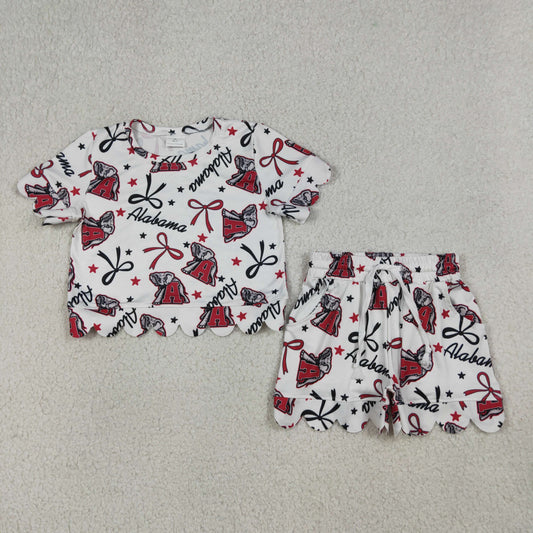 4.1 GSSO3253 RTS NO MOQ （In stock ）Short sleeves plaid dog football top shorts kids team outfits