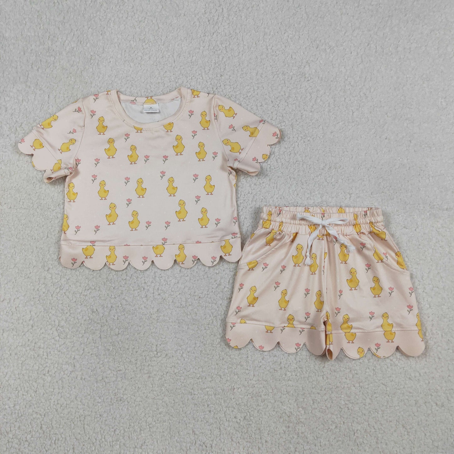 3.37 RTS Sibling Short sleeves floral plaid scallop kids girls summer outfits