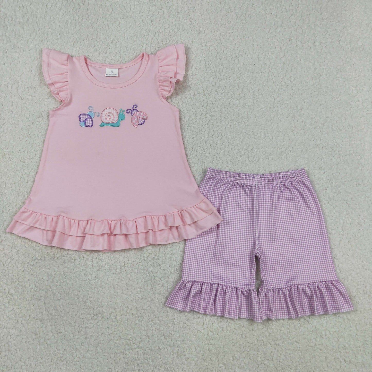 RTS Sibling Flutter sleeves bee snails embroidery kids girls outfits and romper