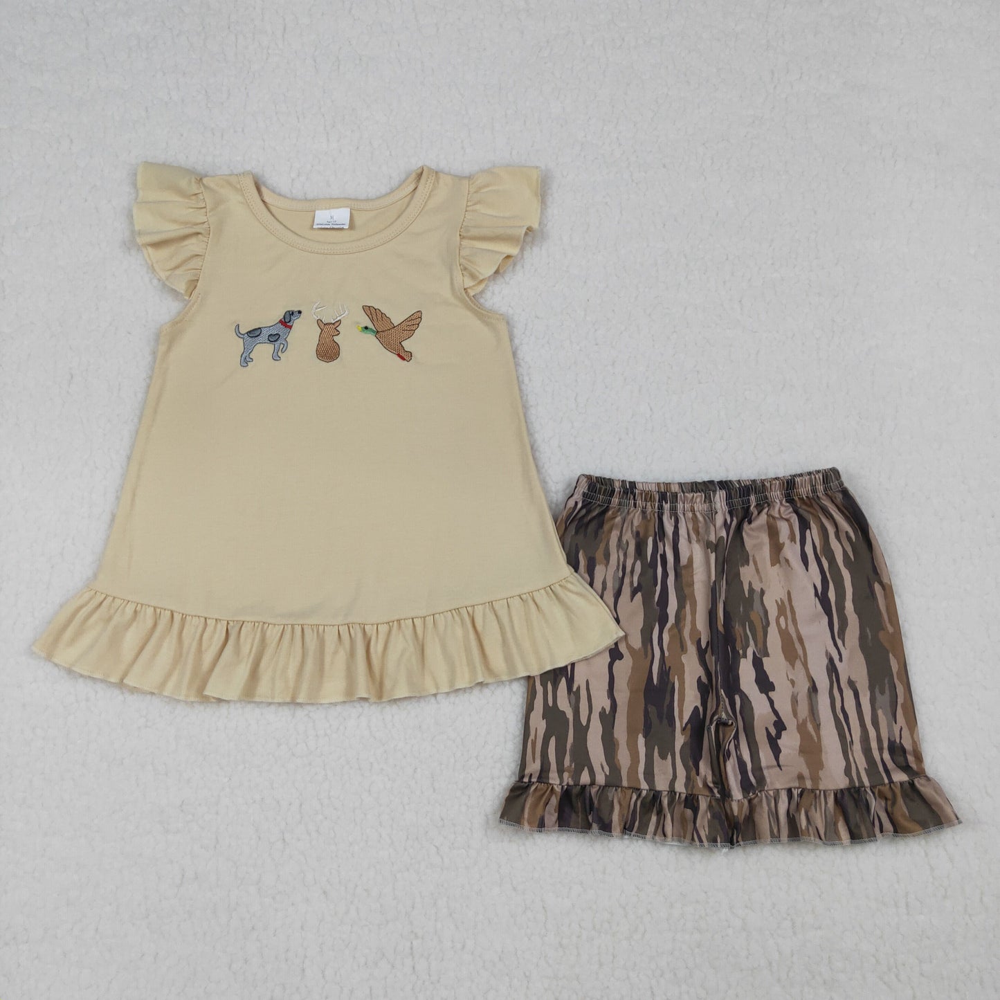 4.10 RTS Sibling Embroidery top camo shorts girls boys outfits