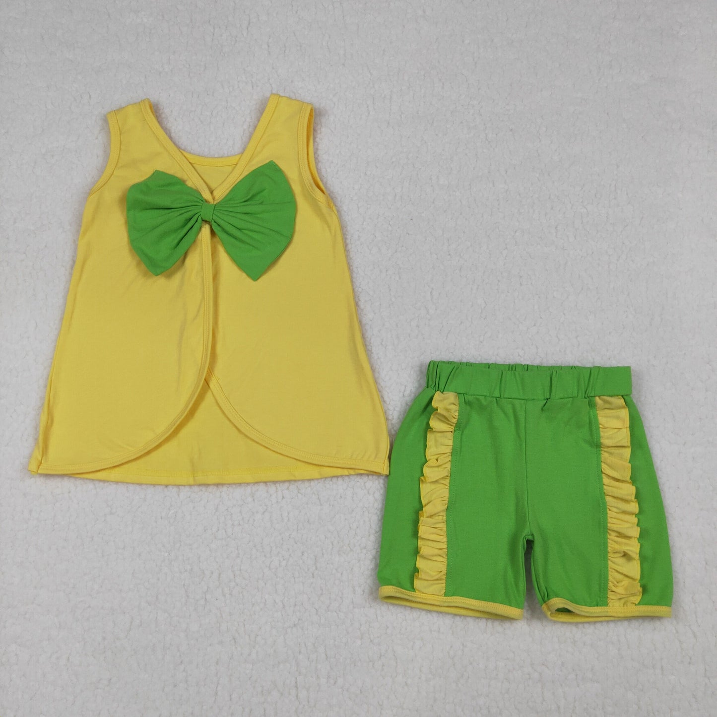 4.10 RTS Sibling Sleeveless bow tunic purple shorts princess girls summer outfits