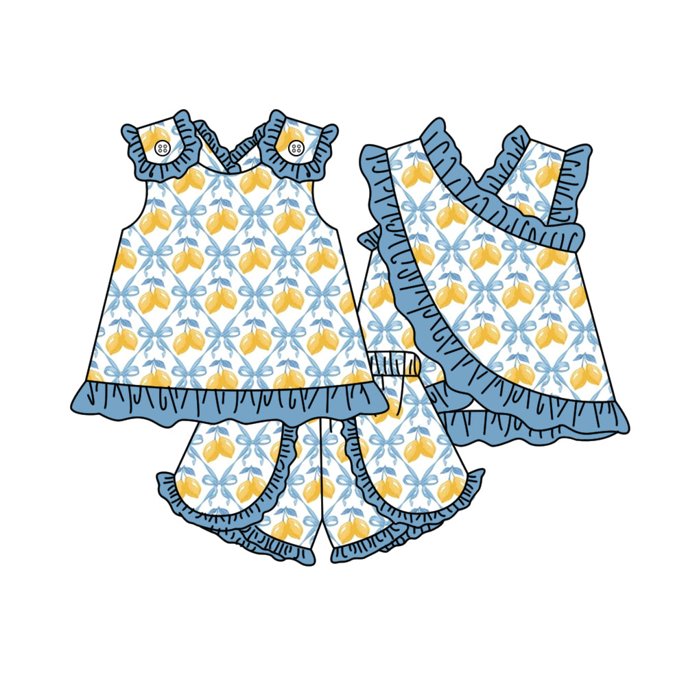 3.30 GSSO3679 Baby Girls Sleeveless Colorful Flowers Tunic Ruffle Short Clothes Set