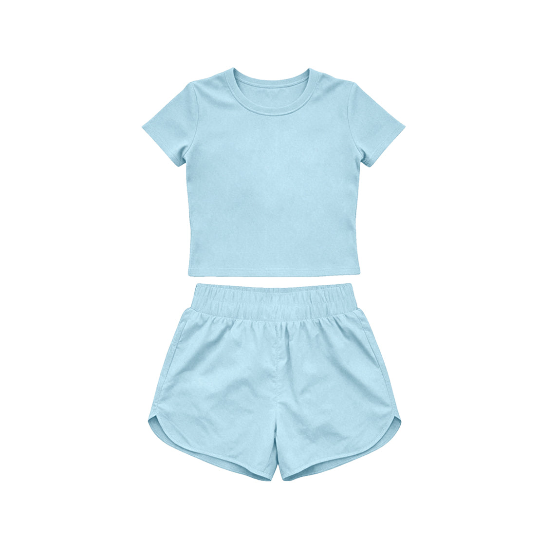 4.15 Pre order No Moq Baby Girls Short Sleeve Top Sport Short Yoga Active Clothes Sets