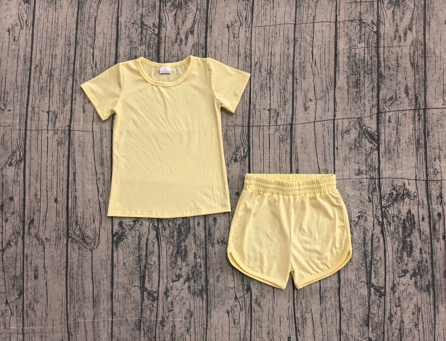 5.7 GSSO3763（GT1632+SS0899）Short sleeves yellow top shorts kids girls yoga active set