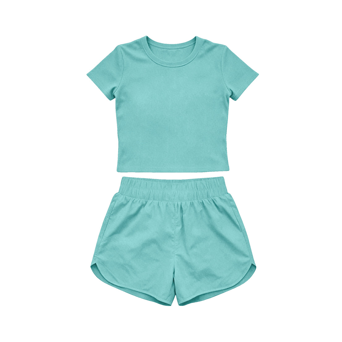 4.15 Pre order No Moq Baby Girls Short Sleeve Top Sport Short Yoga Active Clothes Sets
