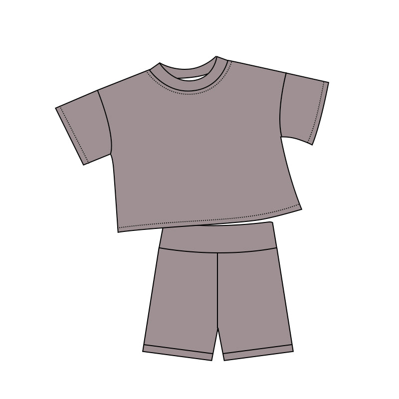 5.6 Pre order No Moq Baby Girls Cute Solid Color Short Sleeve Shorts Summer Outfit