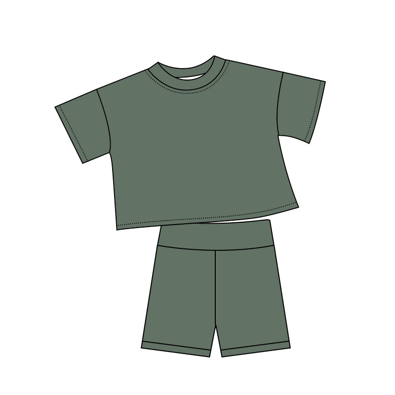 5.6 Pre order No Moq Baby Girls Cute Solid Color Short Sleeve Shorts Summer Outfit