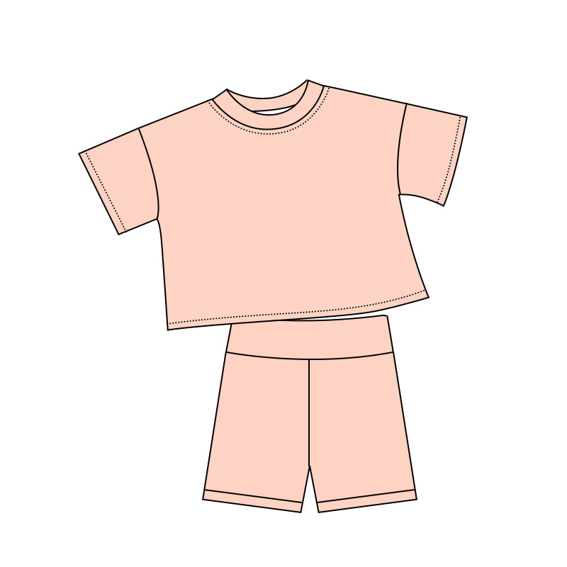 5.6 Pre order No Moq Baby Girls Cute Solid Color Short Sleeve Shorts Summer Outfit