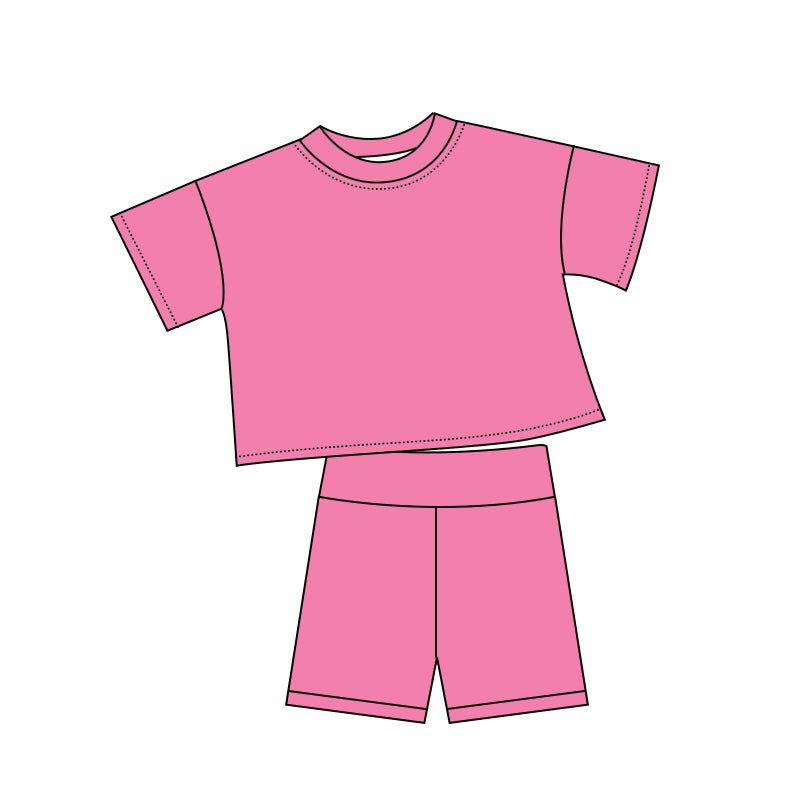5.6 Pre order No Moq Baby Girls Cute Solid Color Short Sleeve Shorts Summer Outfit