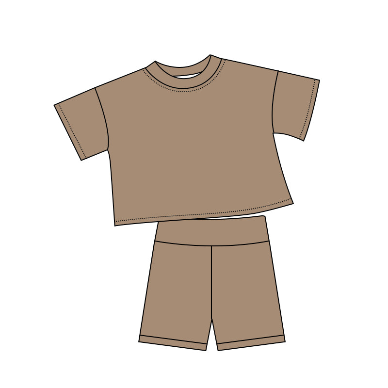 5.6 Pre order No Moq Baby Girls Cute Solid Color Short Sleeve Shorts Summer Outfit