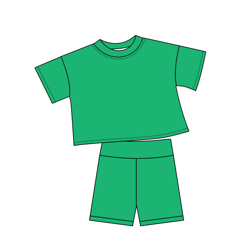 5.6 Pre order No Moq Baby Girls Cute Solid Color Short Sleeve Shorts Summer Outfit
