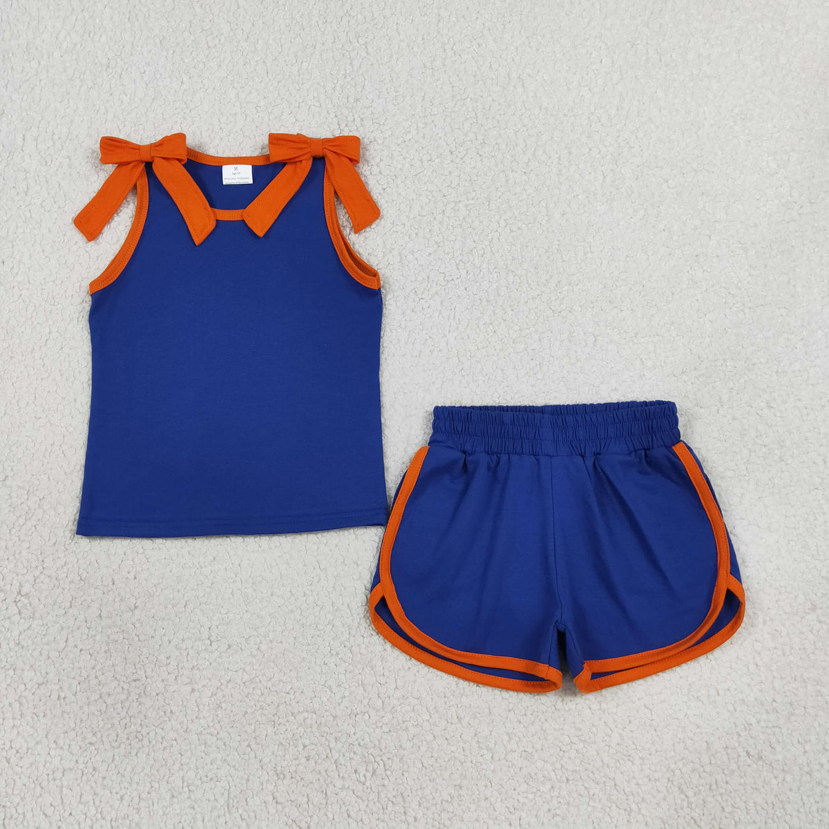 RTS NO MOQ （In stock）GSSO3857 milk silk Baby Girls Cotton Bows Sleeveless Top Short Clothes Sets