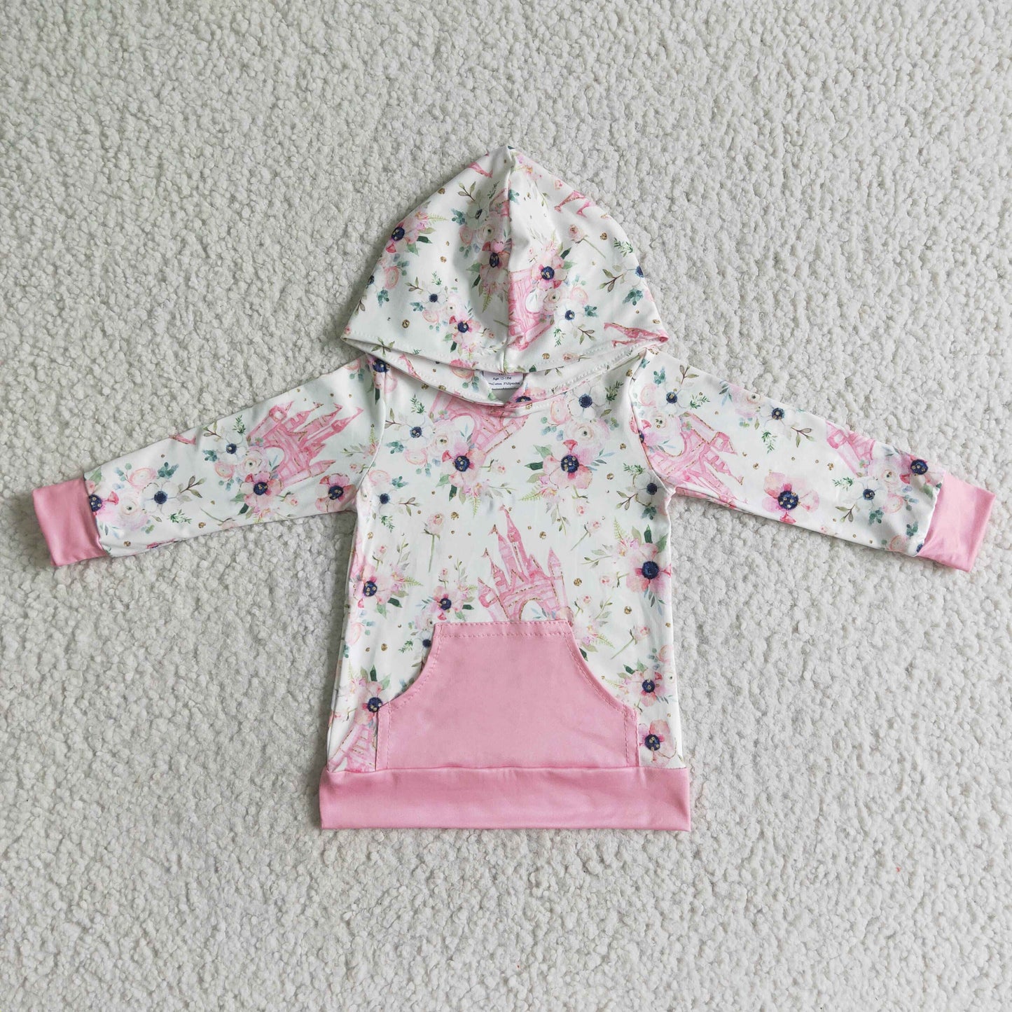 10.29 GT0011 RTS No Moq Promotion Baby Girls Long Sleeve castle hooded tops