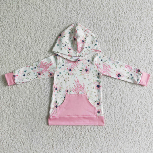 10.29 GT0011 RTS No Moq Promotion Baby Girls Long Sleeve castle hooded tops