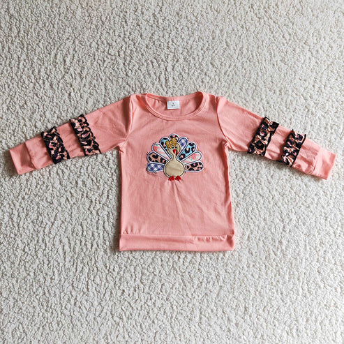 9.25 RTS Sibling Baby Boys Girls Embroidery Turkey Thanksgiving Tee Shirts Top