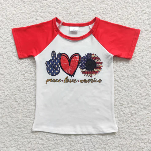9.26 RTS Sibling Baby Boys Girls Blue Red Stripe Stars 4th of July Tee Shirts Top