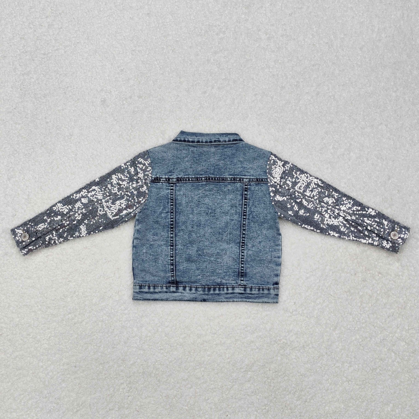 GT0148Silver sequin long sleeves girls denim jackets
