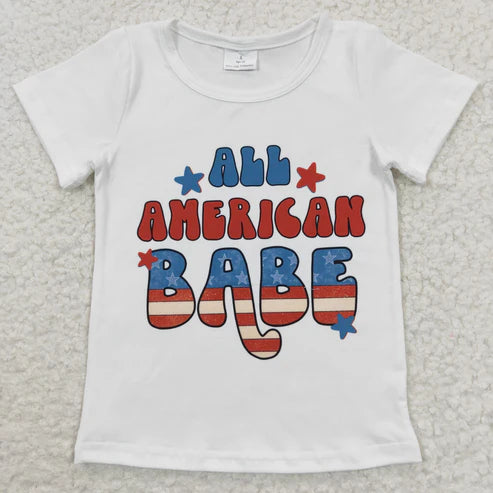 9.26 RTS Sibling Baby Boys Girls Blue Red Stripe Stars 4th of July Tee Shirts Top