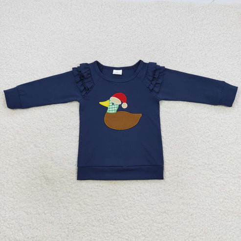9.25 RTS Sibling Baby Boys Girls Embroidery Hat Duck Christmas Tee Shirts Top