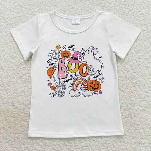 9.26 RTS Sibling Baby Boys Girls Hats Ghosts Pumpkins Halloween Tee Shirts Top