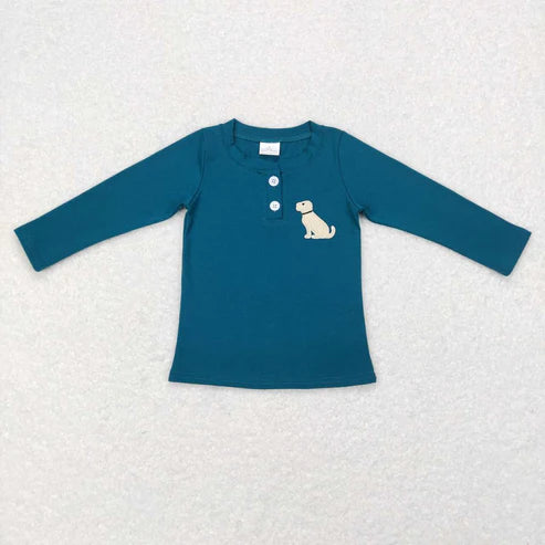 9.24 RTS Sibling Baby Boys Girls Embroidery Ducks Dogs Fishing Western Tee Shirts Top