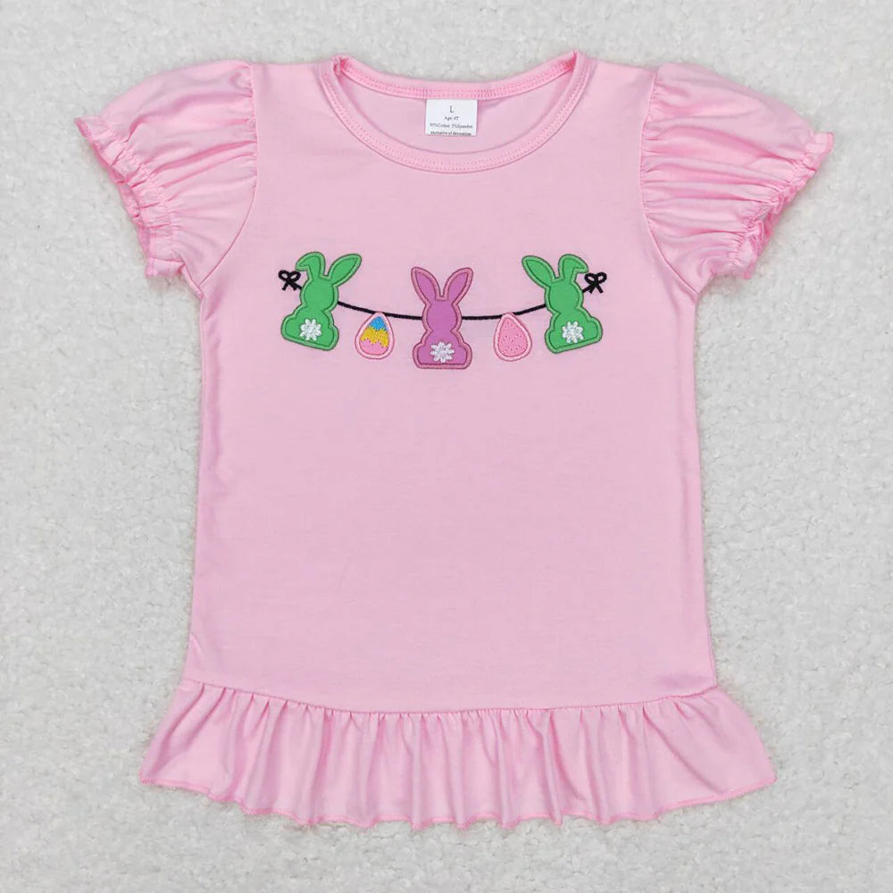2.11 RST Sibling Boys Baby Girls Easter Cotton Embroidery Short Sleeve Shirt Tops