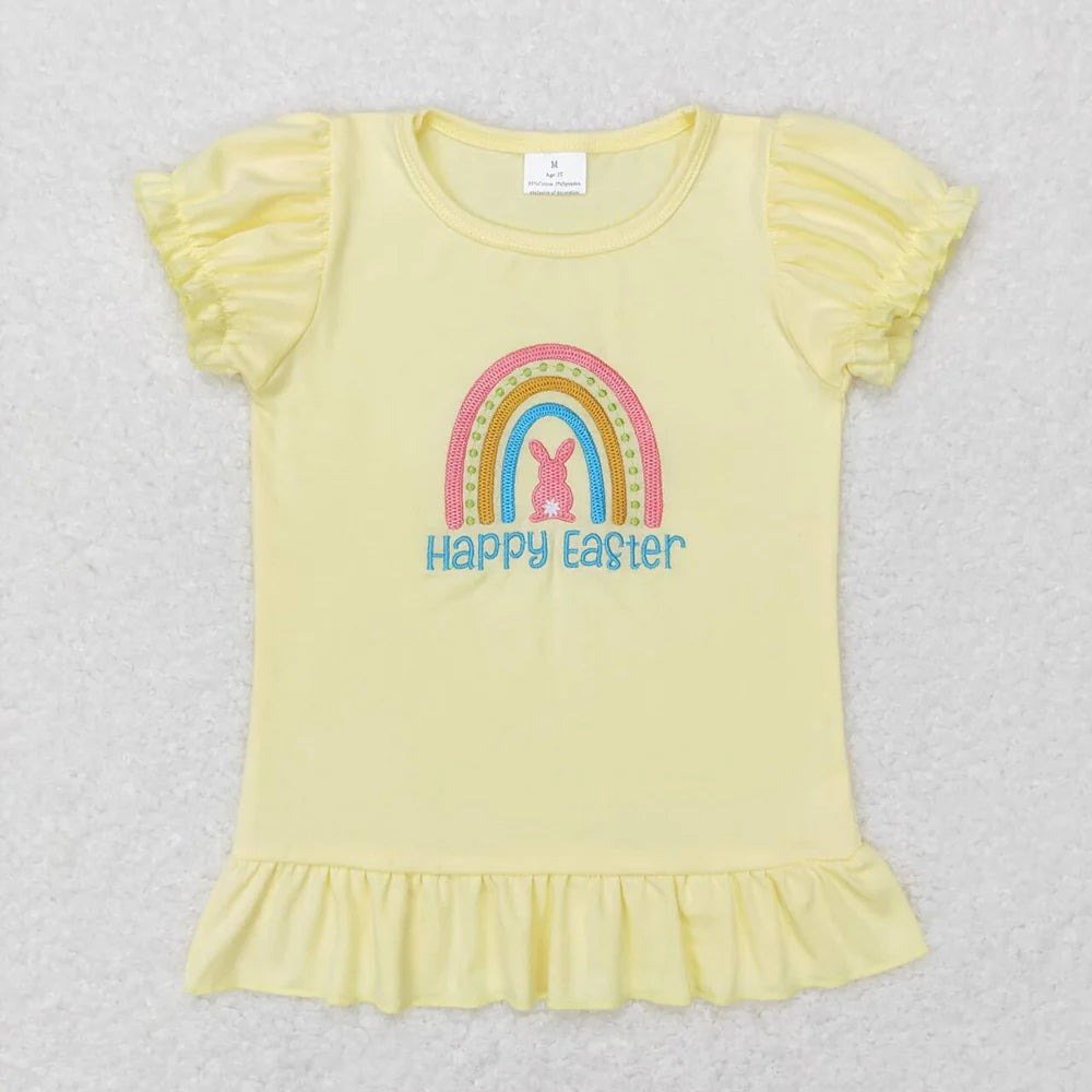 2.11 RST Sibling Boys Baby Girls Easter Cotton Embroidery Short Sleeve Shirt Tops