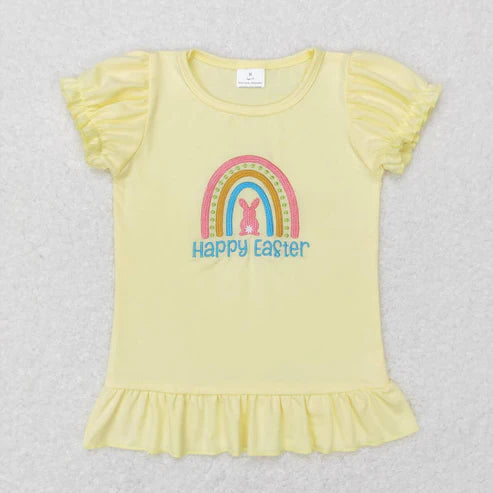 9.25 RTS Sibling Baby Boys Girls Embroidery Eggs Rabbits Cross Easter Tee Shirts Top