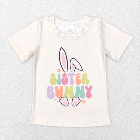 9.25 RTS Sibling Baby Boys Girls Eggs Rabbits Easter Tee Shirts Top