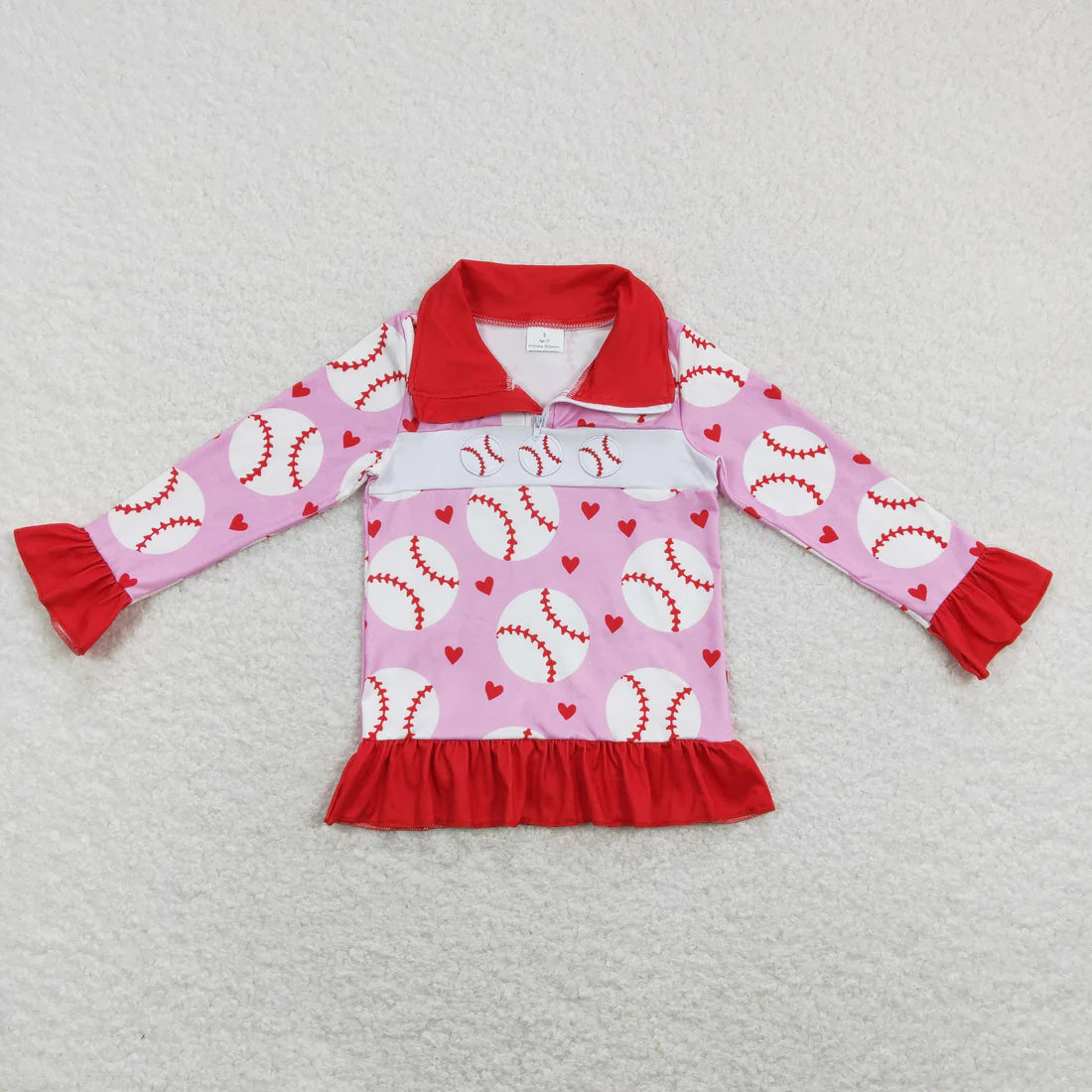 11.21 RST Sibling Baby Boys Girls Long Sleeve Embroidery Half Zipper Pullovers Top