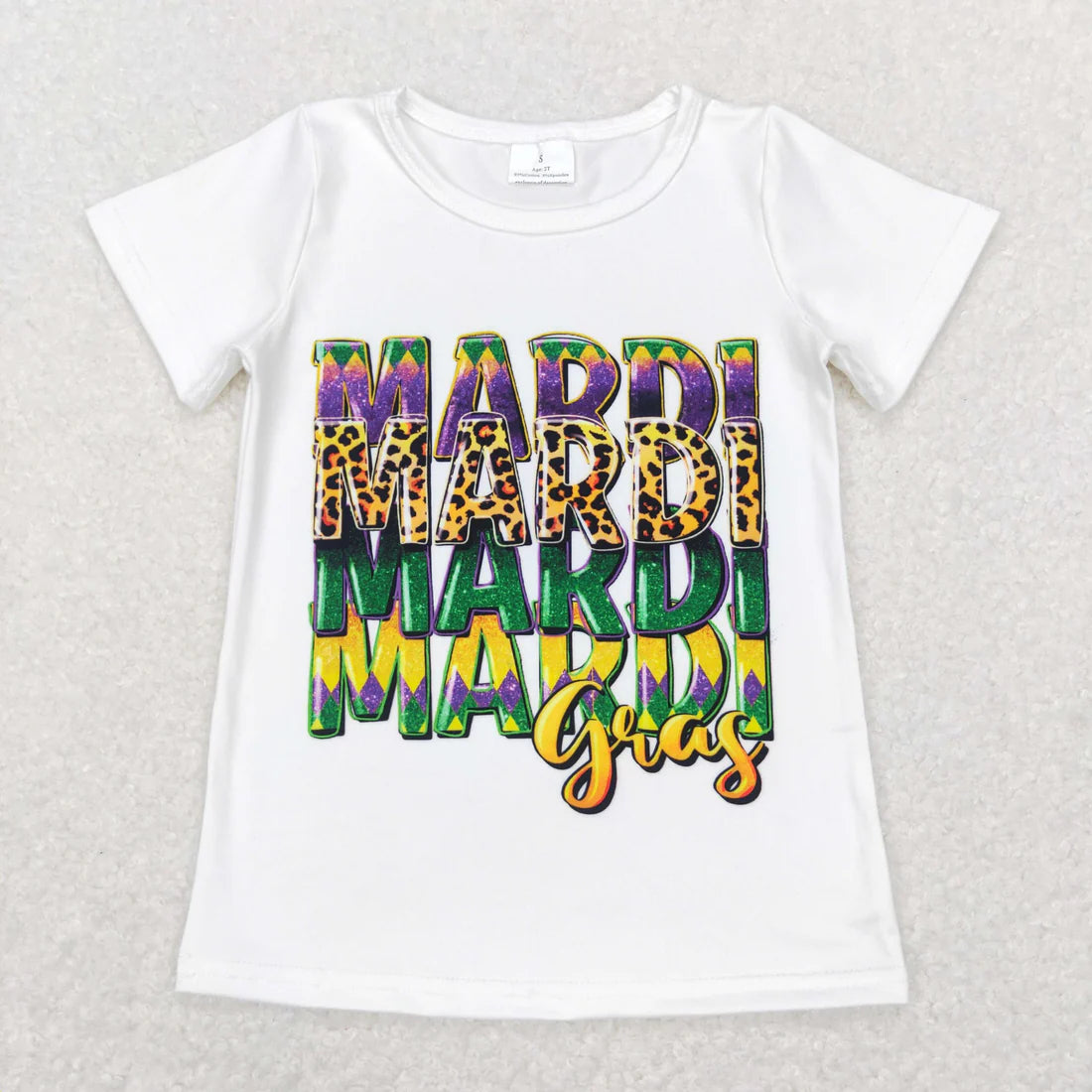 2.27 RST Sibling Baby Boys Girls Short Sleeve Mardigras T-shirts Top