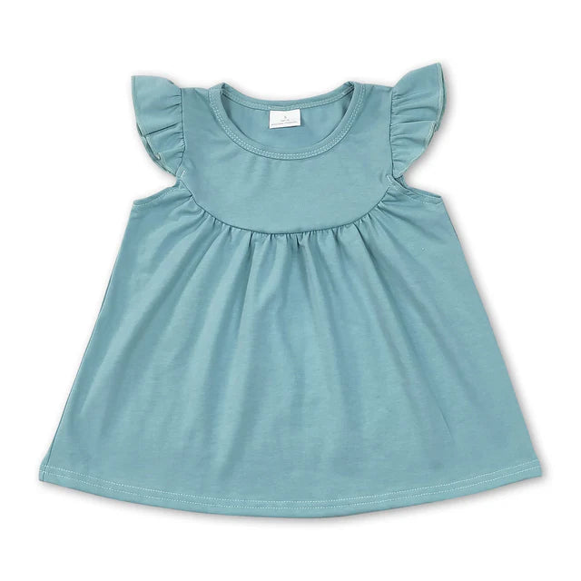 RTS Sibling flutter sleeves cotton baby girls shirt