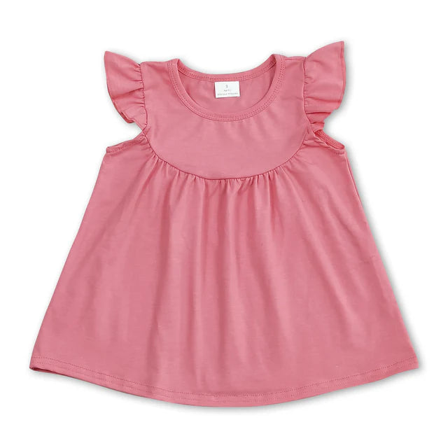 RTS Sibling Pink flutter sleeves cotton baby girls shirt